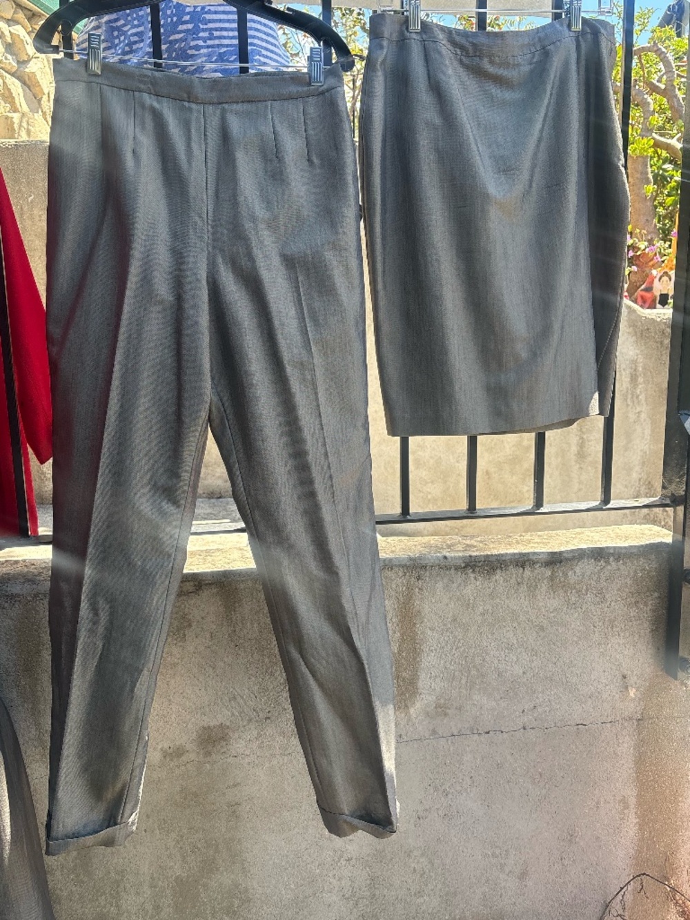 Grey suit with matching slacks and skirt